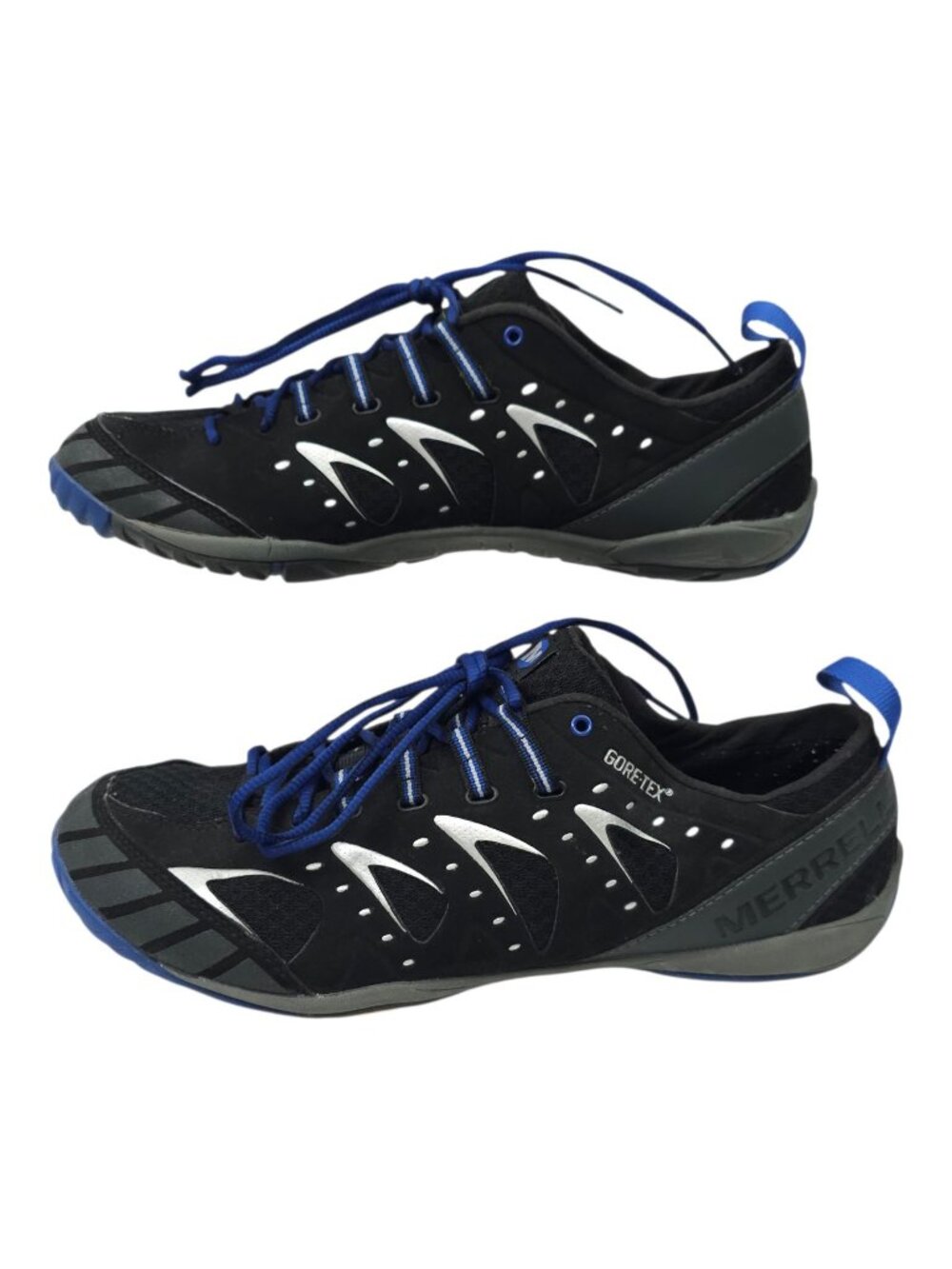 Merrell Embark Glove Mens 12 Shoes Barefoot Gore-Tex Black Blue Hiking Running